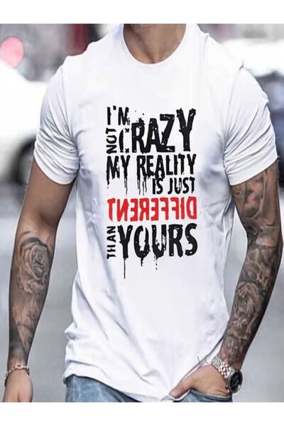 CLASSY.MODA تي شيرت جيرسي واحد - تي شيرت أبيض مطبوع بأكمام قصيرة ورقبة دائرية...