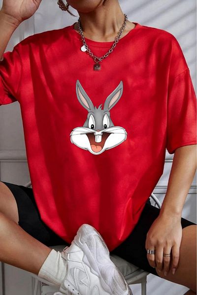 oneagılyazı Buggs Bunny Printed Unisex Oversize T-shirt