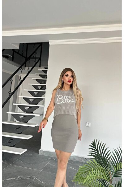 bonibon butikk Νέα σεζόν - Κομψό φόρεμα με πέτρινη λεπτομέρεια