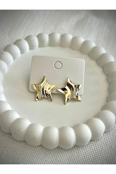DEMOKAN Star Patterned Abstract Plate Women's Earrings - Special Design