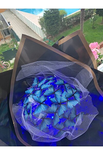 Genel Markalar Led Işıklı Mavi Siyah Kelebek Buket Sevgiliye Hediye Doğum Gün...