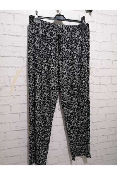 anne moda ankara High Waist 2 Pocket Patterned Summer Viscose Cotton Trousers