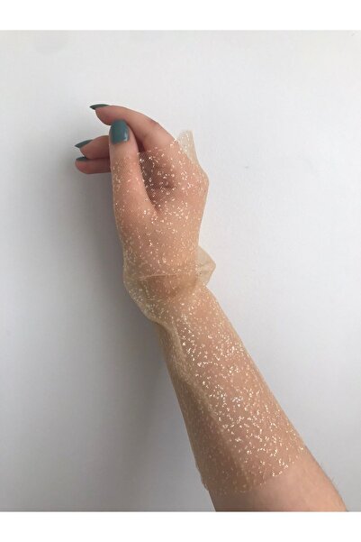 VENÜS MODA by Pınar Χρυσά γάντια από τούλι με λάμψη χωρίς δάχτυλα Γάντια νυφικού γάμου Γάντια γάμου Γάντια αρραβώνων