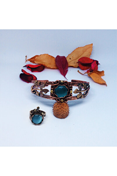 Gly Takı Kedi Gözü Doğal Taşlı Set (Bileklik + Yüzük)