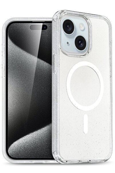 Hatreds iPhone 14 Uyumlu Magsafe Simli Tasarımlı Renkli Transparan Kılıf - Şe...