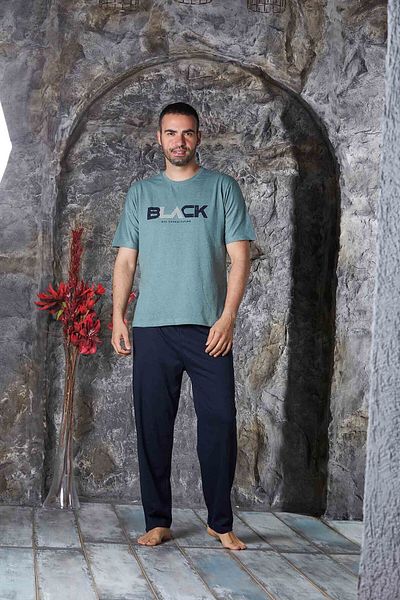 Sude HOMEWEAR Ανδρικό κοντομάνικο μαύρο σετ πιτζάμες