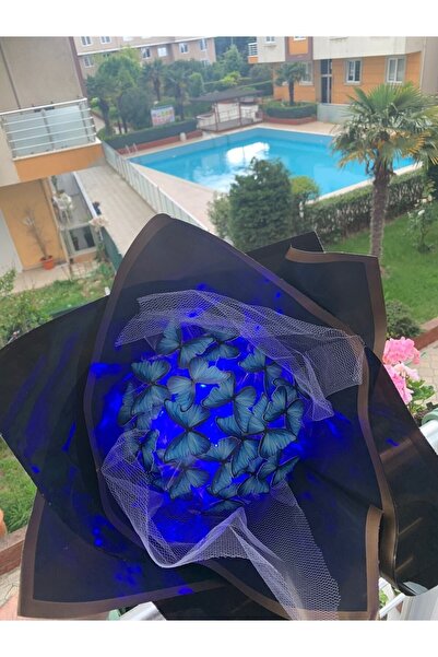 Genel Markalar Led Işıklı Mavi Siyah Kelebek Buket Sevgiliye Hediye Doğum Günü Anneye Arkadaşa Hediye