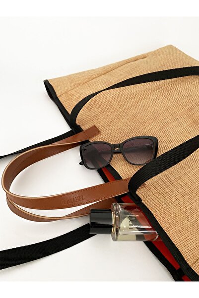 HEYBE'S Помаранчева джутова велика водонепроникна сумка-тоут - сумка через плече для пляжу та покупок