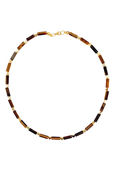 L´Atelier des Perles Arles Necklace Doğal Kaplan Gözü Taşlı Kolye