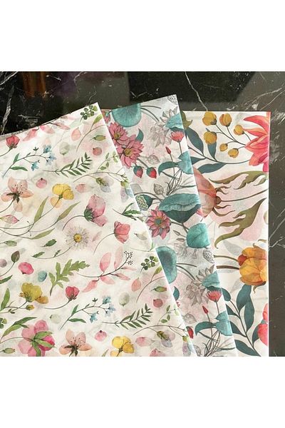 Hayal.kirtasiyesi Plush Paper 50X70 cm 10 Pieces Flower Patterned Plush Paper Valentine's Day Gift Package