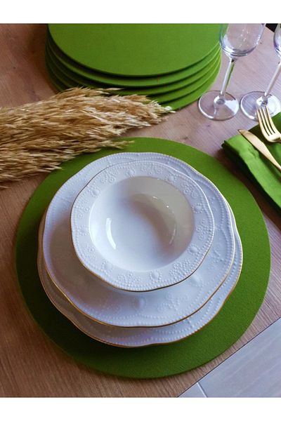 Else Home Collection Σετ φορτιστή 6 τεμαχίων με θήκη, ανθεκτικό στους λεκέδες Green American Service
