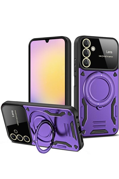 Hatreds Samsung Galaxy A35 5G Uyumlu Kamera Korumalı Renkli Standlı Kılıf - Mor