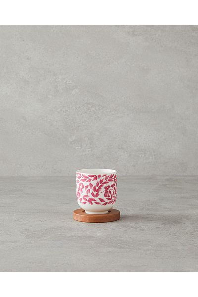 English Home Fuchsia Carnival Floral Ceramic Mug with Wooden Stand