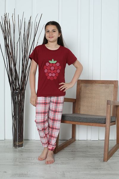 FAMES PİJAMA Fata - Set de pijamale de vara cu model in carouri