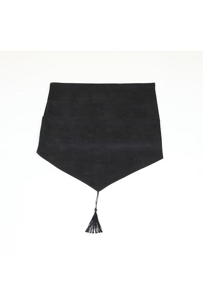 DECORTEX Față de masă americană moale Neagră cu ciucuri 40 x 150 cm 1 bucată