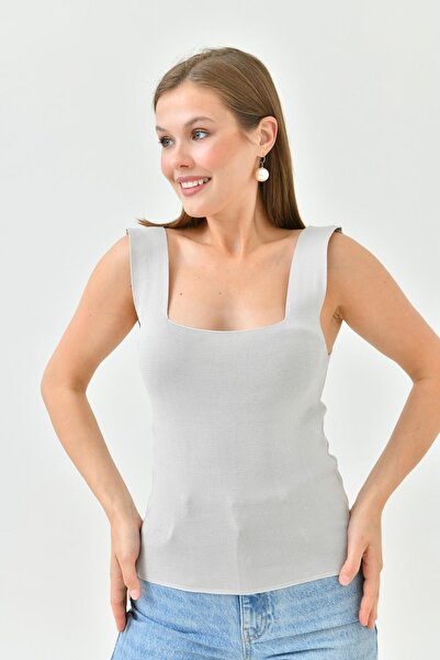 enmodaiçgiyim Women's Thick Strap Square Collar Knitwear Body