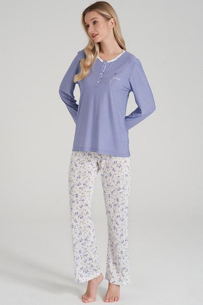 Pijadore Women's Purple Battal Long Sleeve Pajama Set 1617
