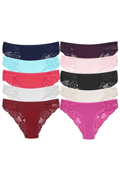 Zena Slip din Bumbac 10 Piese Laturi Și Spate Chiloți Damă