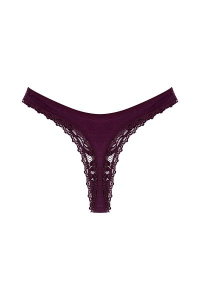 Zena Purple Lace Front, Cotton String Back Women's Panties