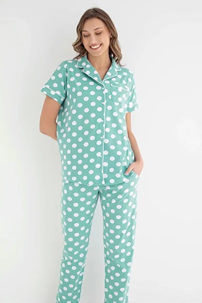 SENFONİ Women's Cotton Short Sleeve Pajama Set