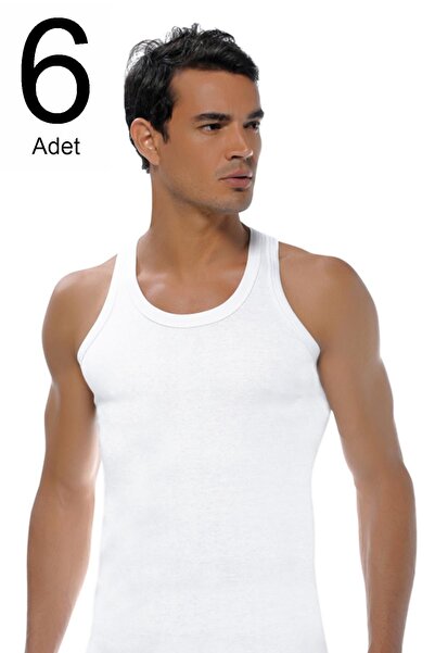 GÜMÜŞ Men's White 6 Pack Sports Undershirt ELF568G4019CCM6