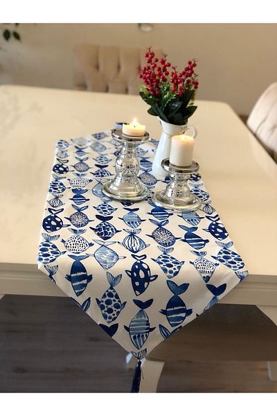 Ayd Home Επιτραπέζιο σκεύος Runner Fish Pattern Marine Blue 43-135 cm