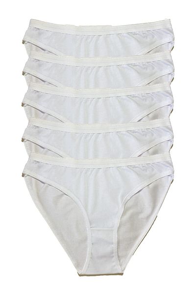 Tutku Women's White Combed Cotton Bikini 5 Pack Panties