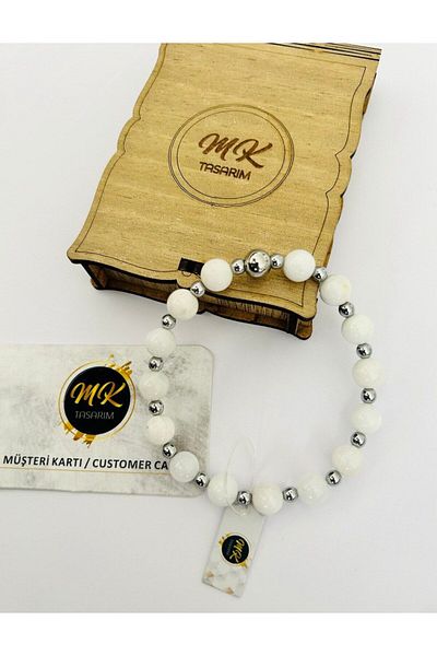 MK tasarım Real Moonstone Bracelet (FLOUR SMALL STONES IS HEMATITE STONE) Mk.020.019