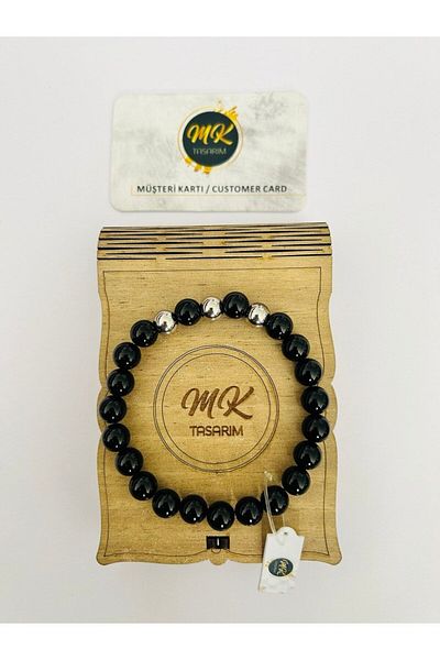 MK tasarım REAL OBSIDIAN STONE BRACELET MK.013.016