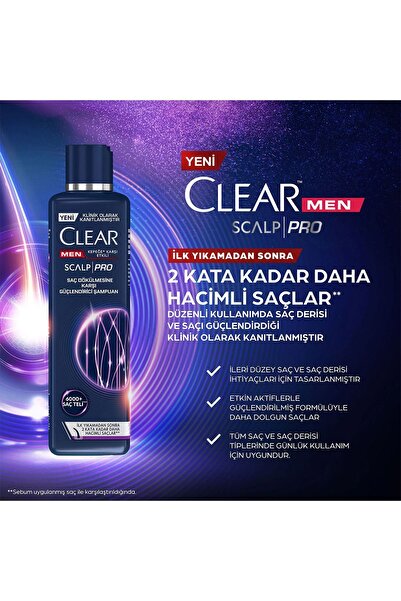 Clear Men Scalp Pro Güçlendirici Şampuan Saç Dökülmesine Ve Kepeğe Karşı Etkili 300 ml