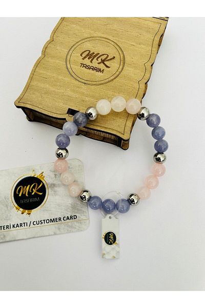 MK tasarım REAL PINK - PURPLE QUARTZ STONE BRACELET MK.023.005