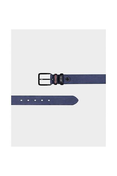 PAUL&SHARK Men's Navy Blue Belt with Metal Buckle Leather Brand Logo21416007-013