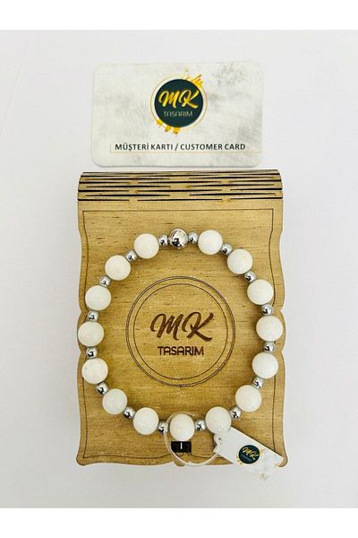 MK tasarım Real Moonstone Bracelet (FLOUR SMALL STONES IS HEMATITE STONE) Mk.020.019