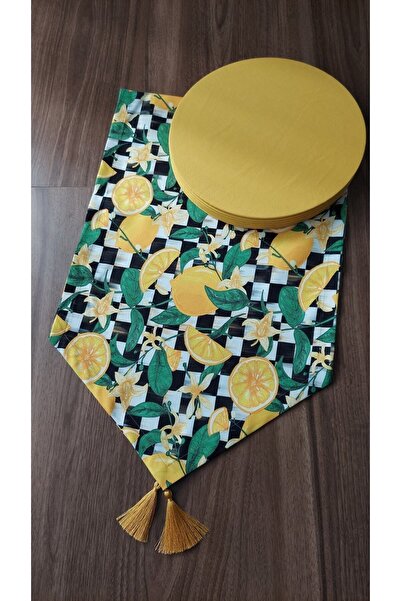Özel Tasarım Limon Dama 6 Supla Runner Set