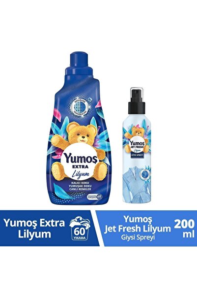 Yumoş Jet Fresh Giysi Spreyi Lilyum 200 Ml 1 Adet + Çamaşır Yumuşatıcısı Kons...