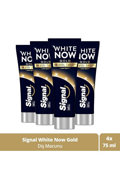Signal معجون أسنان وايت نو جولد للتبييض والتألق 75 مل × 4