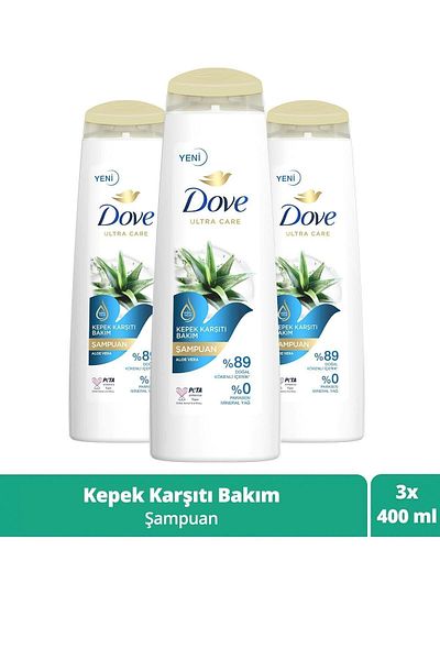Dove Ultra Care Aloe Vera Hair Care Shampoo - Anti-Dandruff, 400 ml x3 Pieces