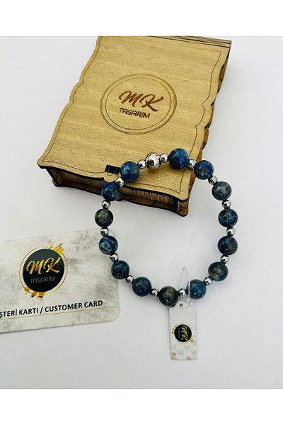 MK tasarım Real Lapis Lazuli Stone Bracelet (AMER STONES GET TRUE HEMATIT) Mk.020.016