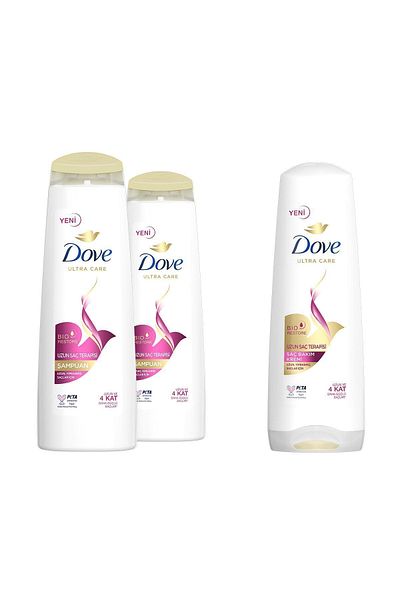 Dove Ultra Care Hair Care - 400ml x2 Long Hair Therapy Shampoo, 350ml Hair Care Conditioner