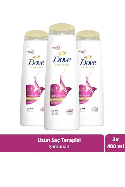 Dove Ultra Care 400 ml Hair Care Shampoo - X3 Pieces for Long Damaged Hair
