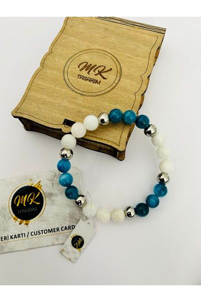 MK tasarım REAL MOONSTONE APATITE STONE BRACELET MK.023.006