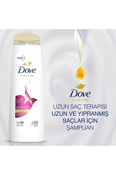 Dove Ultra Care Saç Bakım Şampuanı Uzun Saç Terapisi 400 ml X2 Saç Bakım Kremi 350 ml