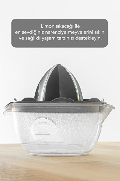 Meleni Home 400 ml Lemon and Citrus Juicer with Gray Chamber - Practical Orange Design