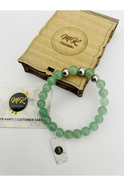 MK tasarım REAL AVENTURINE STONE BRACELET| IN SPECIAL BOX| CUSTOMER WITH CARD MK.013.008