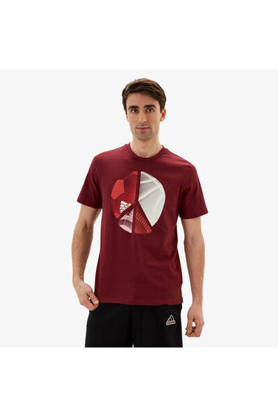 adidas HE4820 Multiplicity Graphic Erkek Bordo Spor Tişört