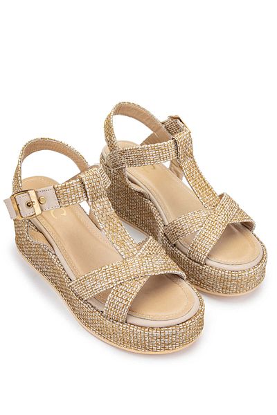 Tamer Tanca Beige Colored Women's Straw Heel Sandals