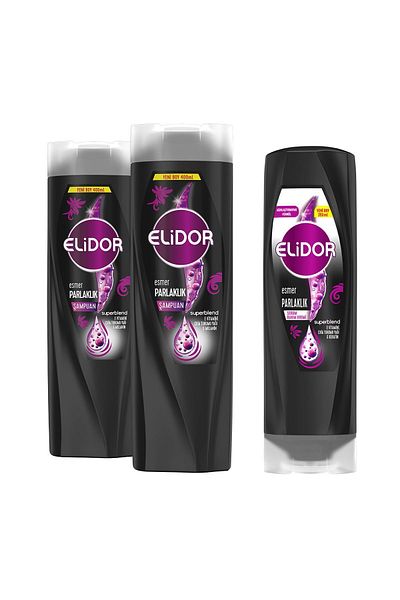 Elidor Superblend Hair Care - Brown Shine Shampoo, 400 ml X2 Serum Care Cream, 350 ml
