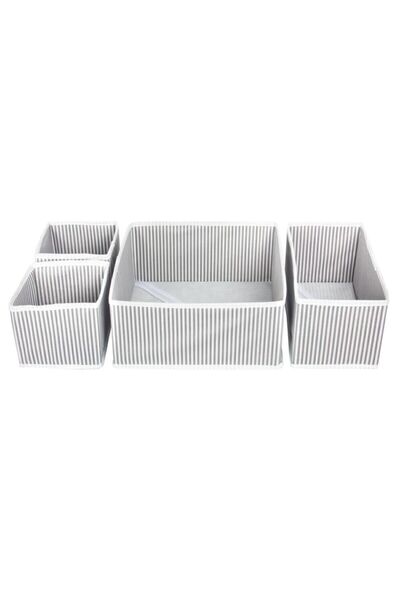 Gizemli Home 4 Compartment Drawer Organizer Gray Organizer Box Set