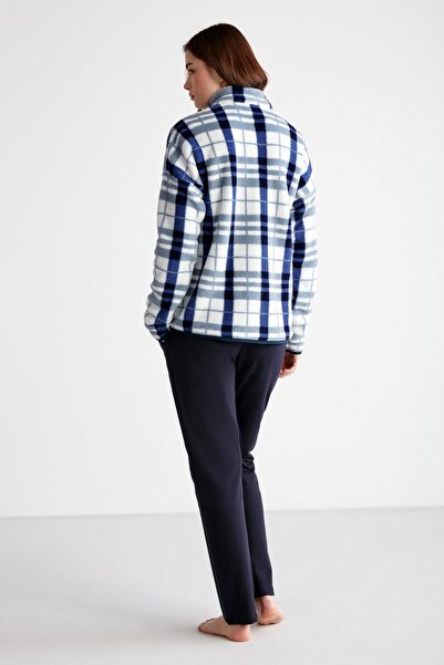 U.S. Polo Assn. Top 100% Polar καρό φερμουάρ στο κάτω μέρος μονόχρωμη τσέπη και βαμβακερό σετ χειμερινής πιτζάμα