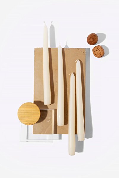 Gizemli Home 4 Lü Set Krem Şamdan Mumu